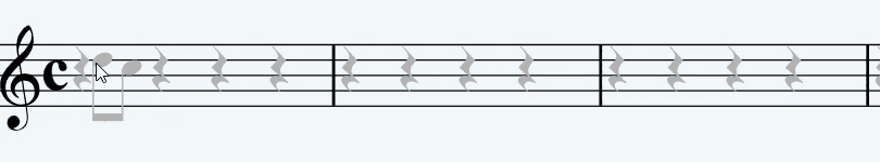 An animation of music sheet maker making sheet music
